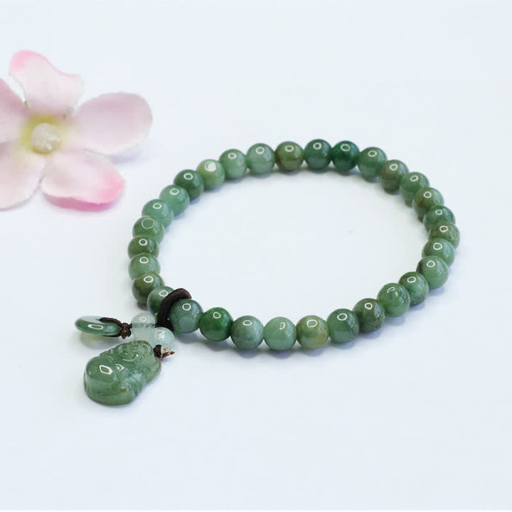 Buddha Stones Laughing Buddha Cyan Jade Healing Bracelet - image 7