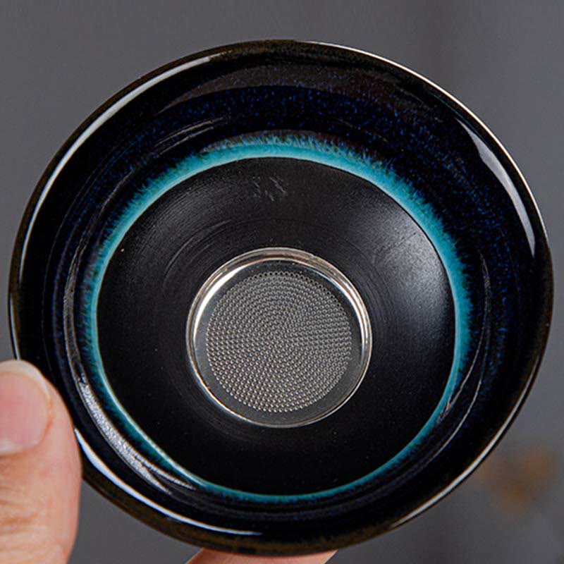 Blue Gradient Color Chinese Gongfu Tea Ceramic Teapot Portable Gift Bag Box Set - image 4