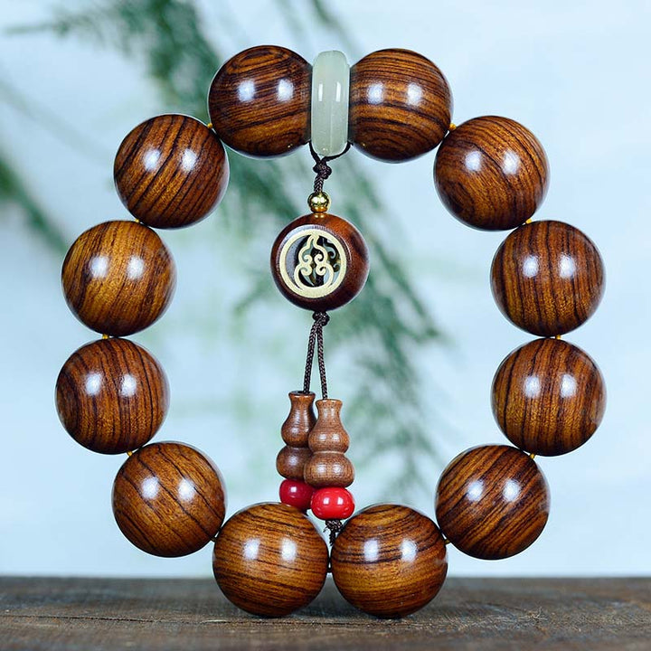 Buddha Stones Rosewood Warmth Calm Gourd Charm Bracelet