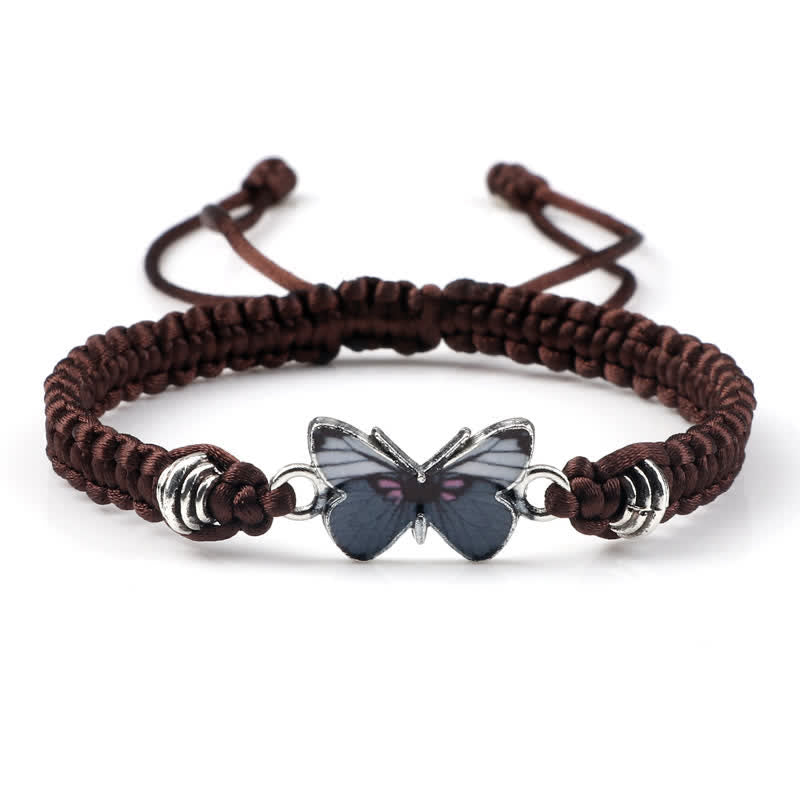 Buddha Stones Butterfly Freedom Love String Charm Bracelet - Brown-Gray Butterfly - image 1