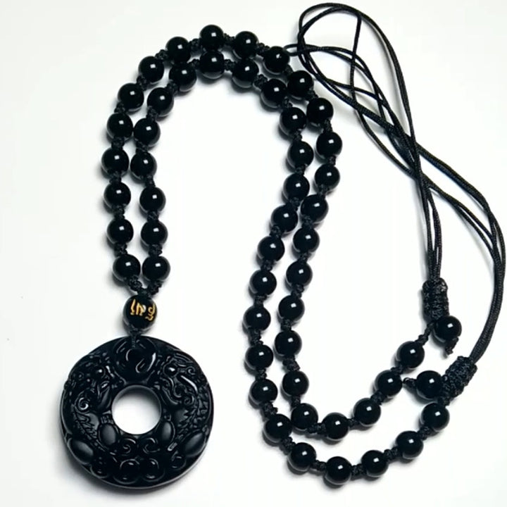 Buddha Stones Pixiu Obsidian Wealth Pendant Necklace - image 5