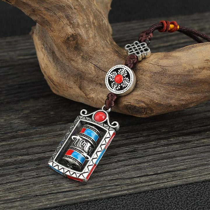 Six True Words Prayer Wheel Rotation Knot Blessing Keychain Decoration - Six True Words - image 0