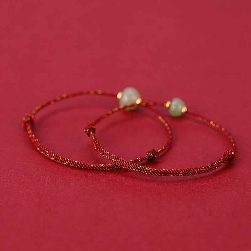 Buddha Stones 925 Sterling Silver Plated Gold Hetian Jade Lotus Luck Red String Bracelet - image 2