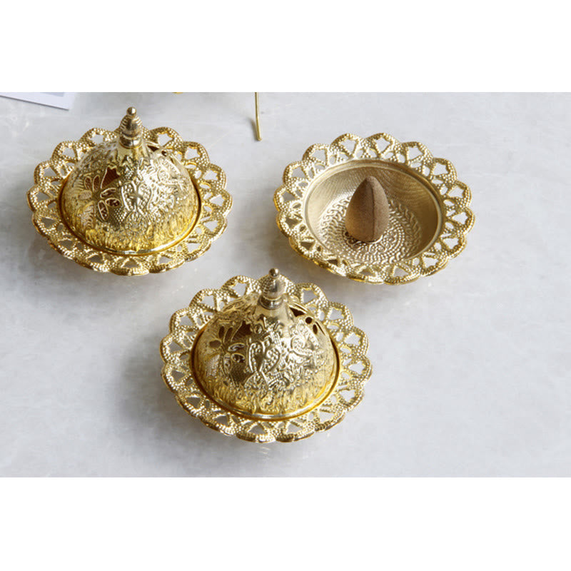 Tibetan Gold Mini Meditation Incense Burner - image 11