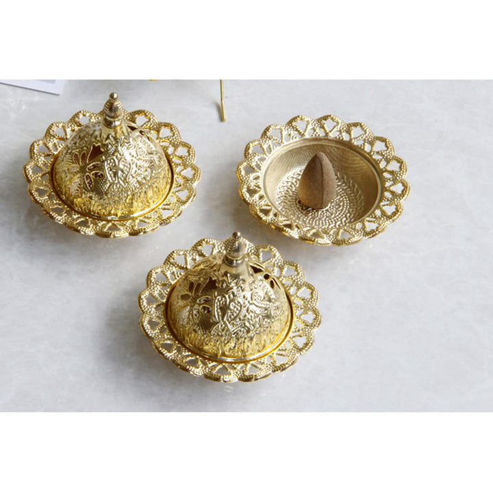 Tibetan Gold Mini Meditation Incense Burner - image 11