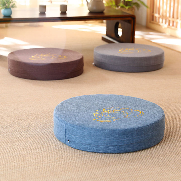 Lotus Embroidery Cotton Linen Meditation Seat Cushion - image 17
