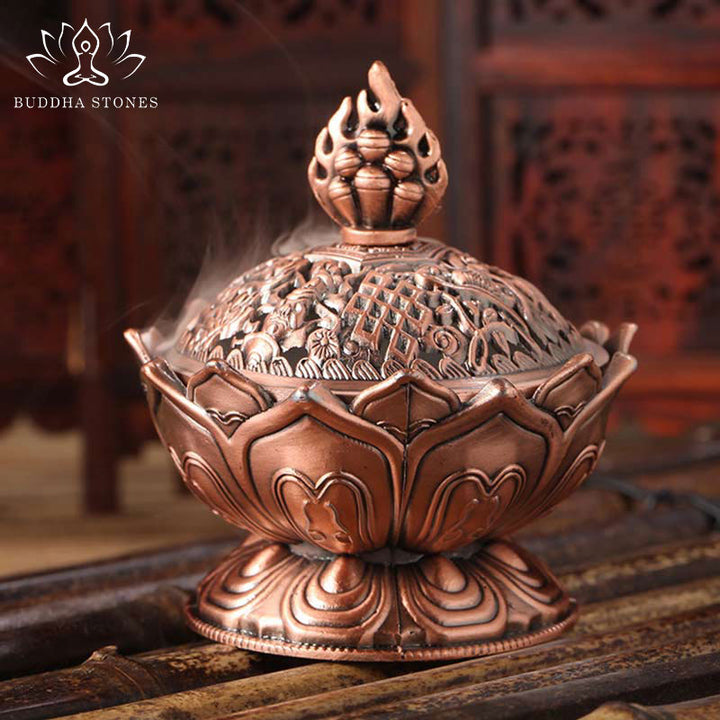 Buddha Stones Tibetan Lotus Shaped Purify Incense Burner - image 0