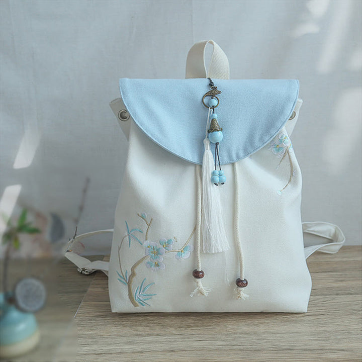 Buddha Stones Handmade Embroidered Large Capacity Canvas Backpack - image 42