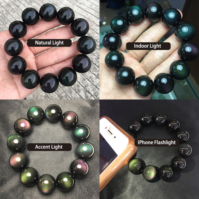Buddha Stones Natural Green Eye Obsidian Wealth Bracelet - image 3