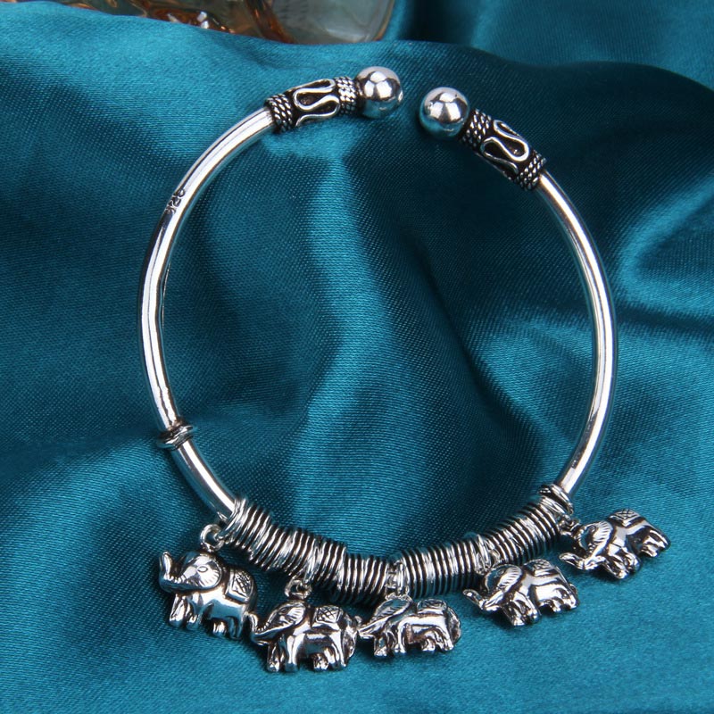 Buddha Stones 925 Sterling Silver Elephant Strength Bracelet Bangle - image 6