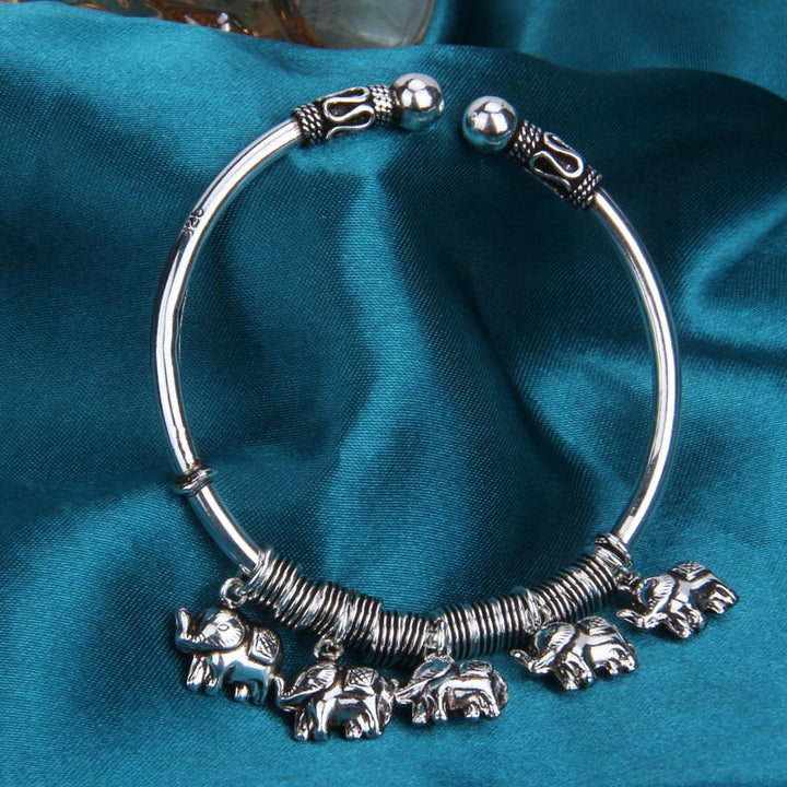 Buddha Stones 925 Sterling Silver Elephant Strength Bracelet Bangle - image 6
