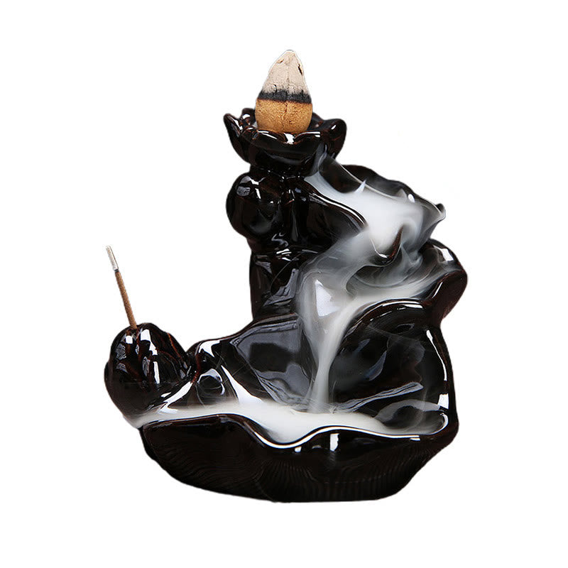 Handcrafted Waterfall Incense Holder Backflow Cone Ceramic Burner - Ceramic - image 0