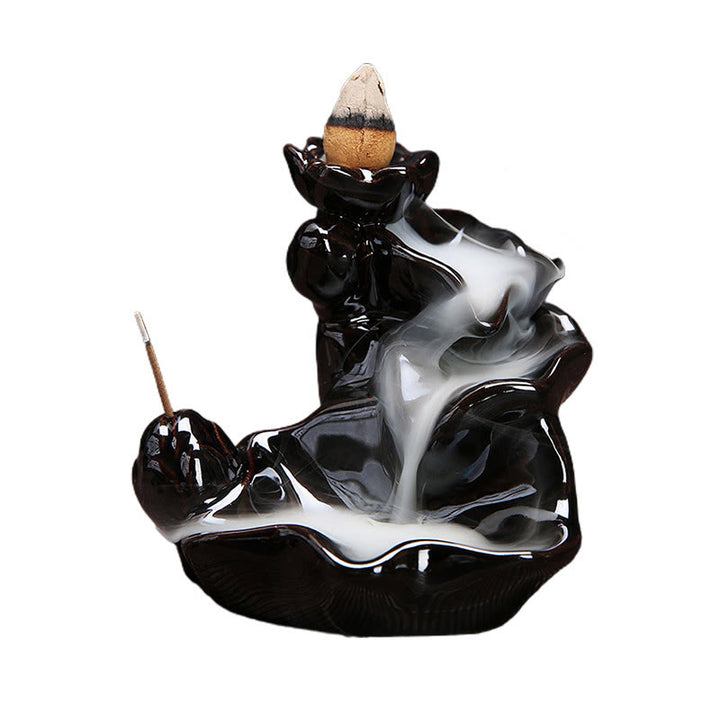 Handcrafted Waterfall Incense Holder Backflow Cone Ceramic Burner - Ceramic - image 0