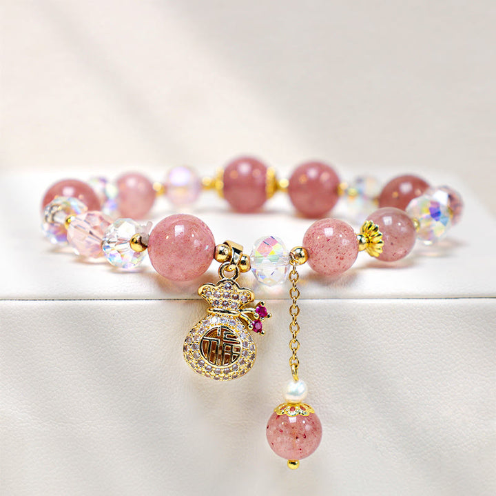 Buddha Stones "Wishing Love and Sweet Blessings"Strawberry Quartz Bracelet Includes Gift Message Card - image 10