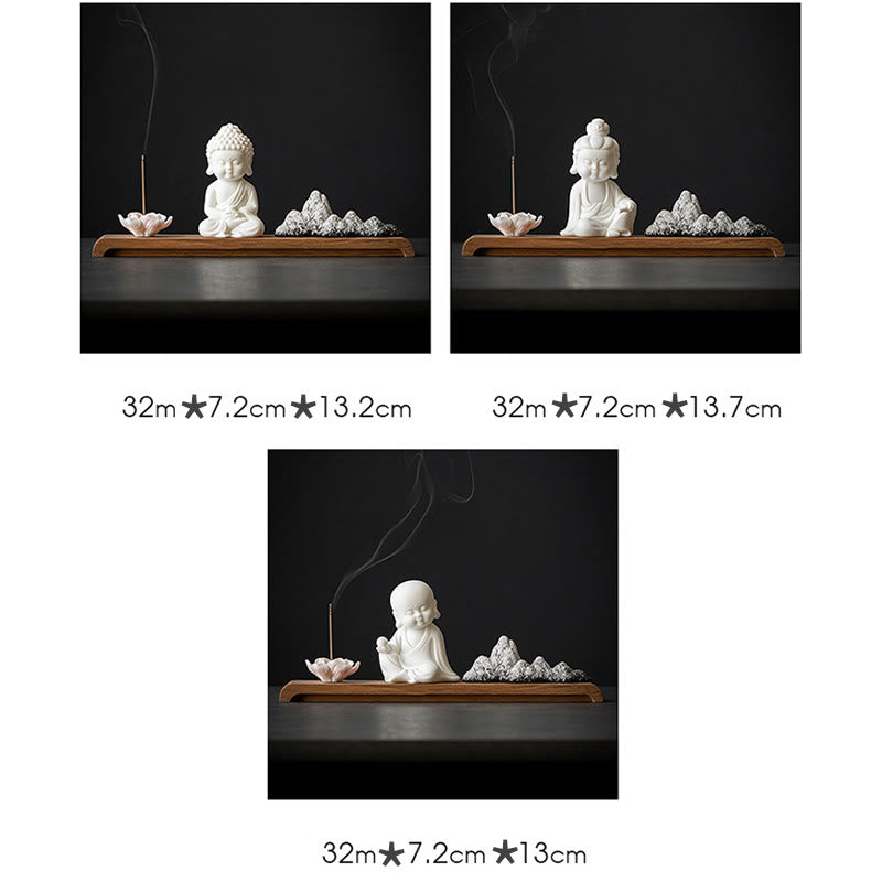 Buddha Stones Lotus Flower Tathagata Kwan Yin Avalokitesvara Ksitigarbha Meditation Ceramic Stick Incense Burner Decoration - image 18