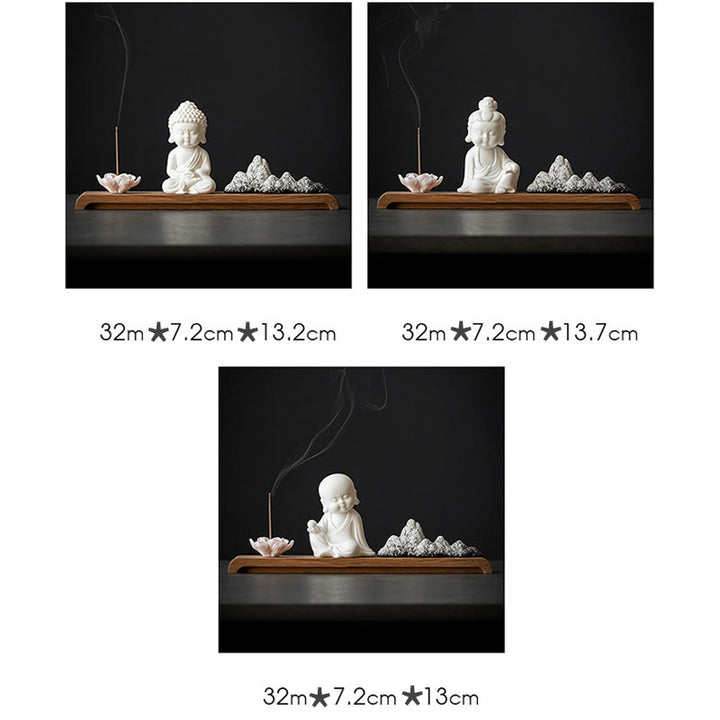 Buddha Stones Lotus Flower Tathagata Kwan Yin Avalokitesvara Ksitigarbha Meditation Ceramic Stick Incense Burner Decoration - image 18