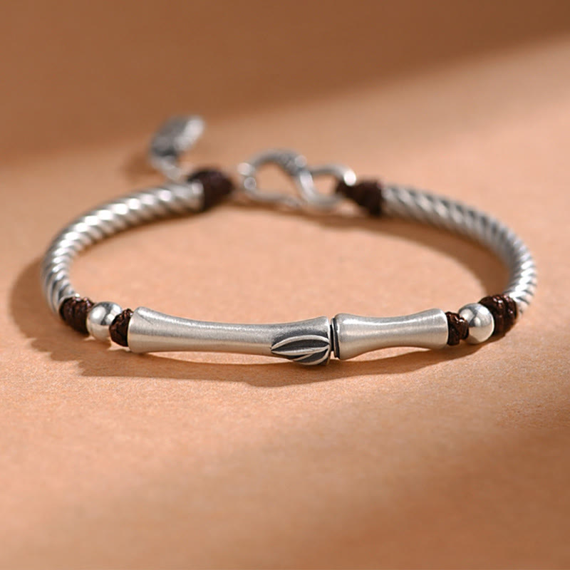 999 Sterling Silver Bamboo Pattern Cicada Luck Wealth Bracelet - image 11