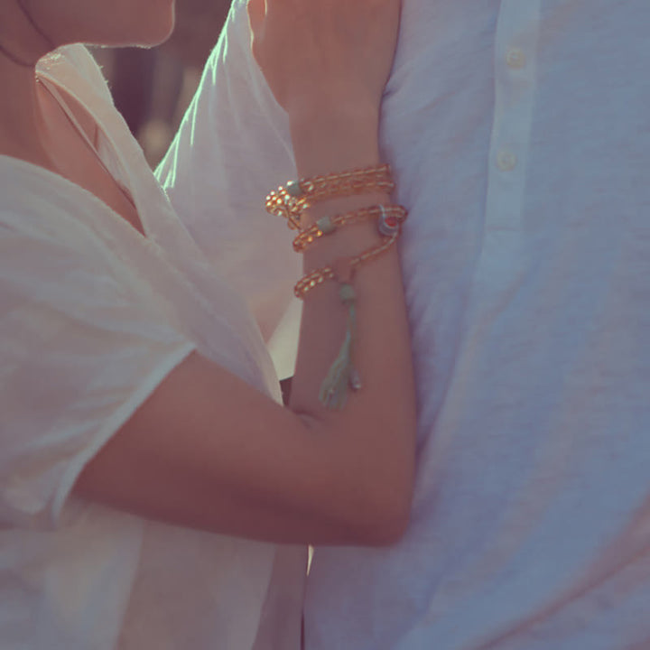 108 Mala Beads 925 Sterling Silver Citrine Sandalwood Turquoise Protection Prosperity Bracelet - image 8