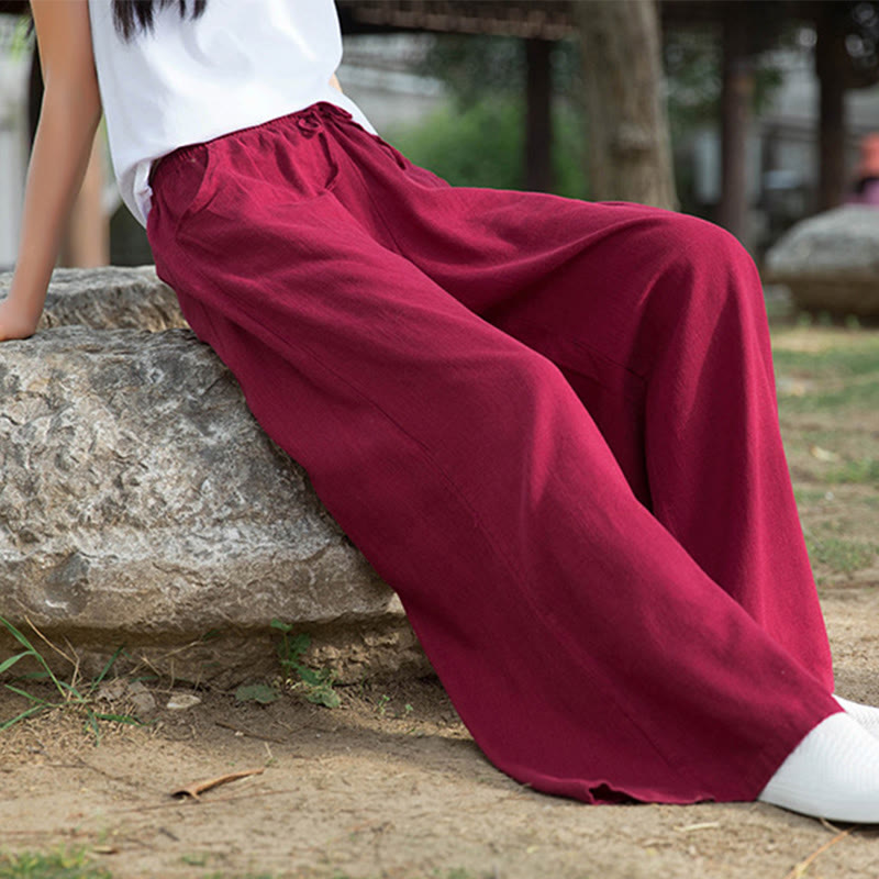 Buddha Stones Plain Wide Leg Pants Dance Women's Yoga Pants With Pockets