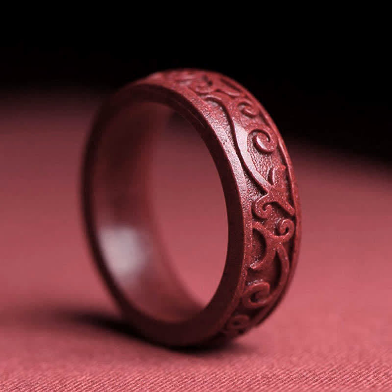 Buddha Stones Cinnabar Om Mani Padme Hum Auspicious Clouds Blessing Ring - Auspicious Clouds - 22mm - image 11