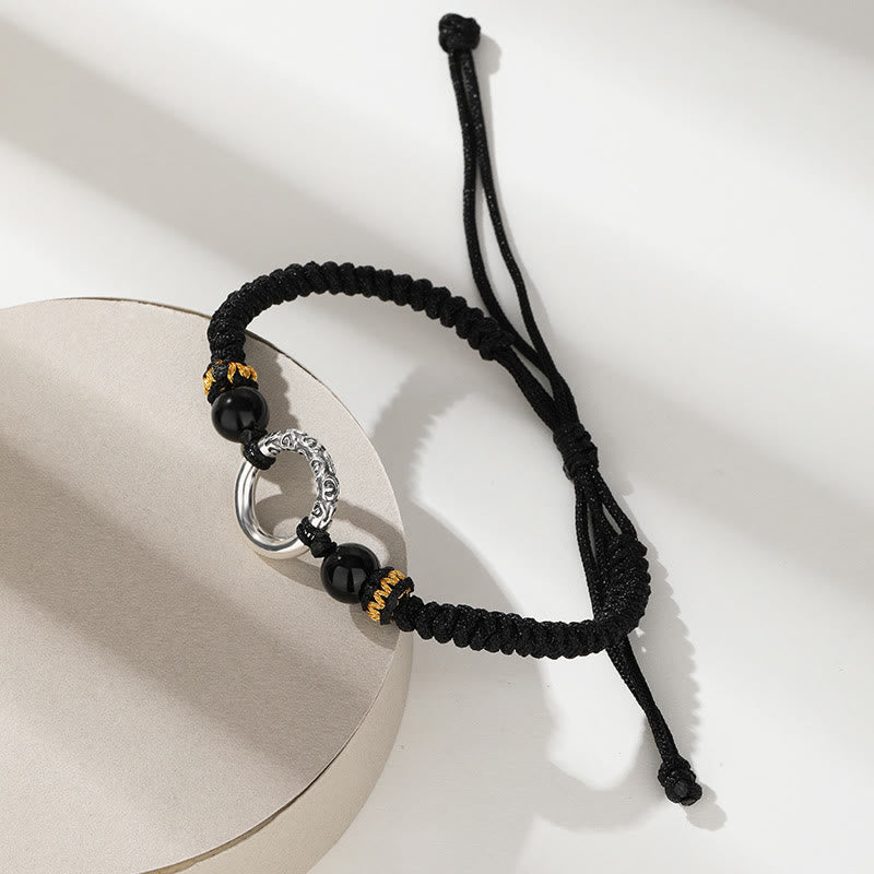 Buddha Stones 925 Sterling Silver Peace Buckle Auspicious Clouds Fortune Braided Bracelet - image 3