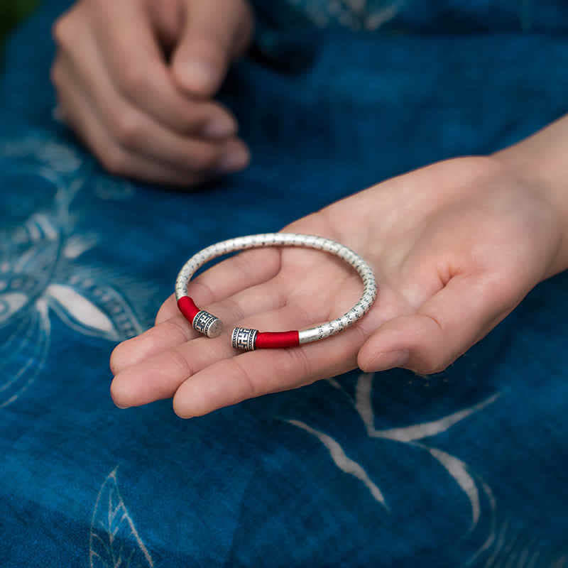 Buddha Stones Tibet Om Mani Padme Hum Luck Red String Bracelet Bangle - image 4