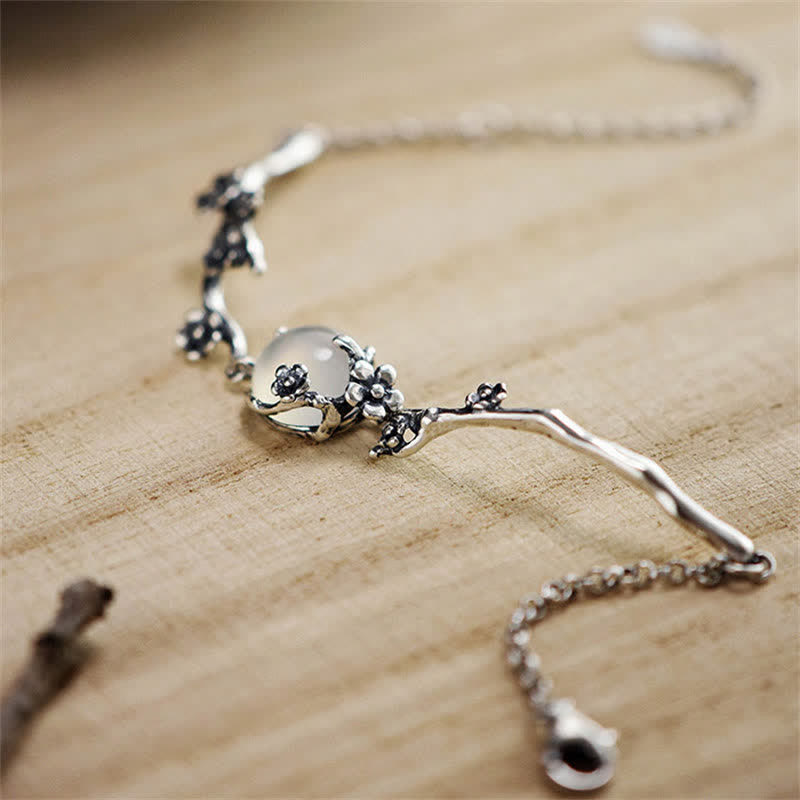 Buddha Stones "Sending Grace and Harmony"Plum Blossom Chalcedony Bracelet Includes Gift Message Card - image 11