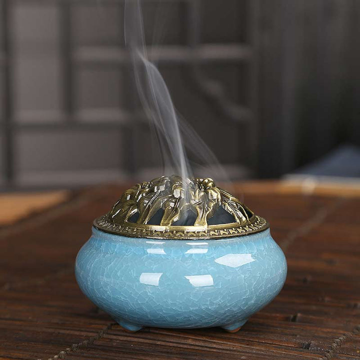 Buddha Stones Colorful Ceramic Incense Burner - image 1