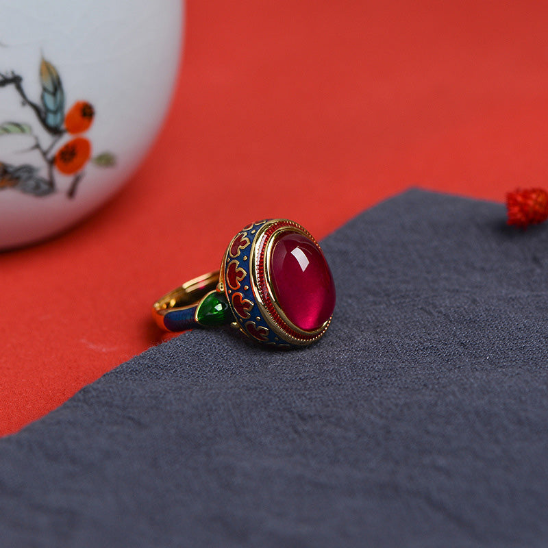 Buddha Stones 925 Sterling Silver Red Corundum Courage Ring - image 5