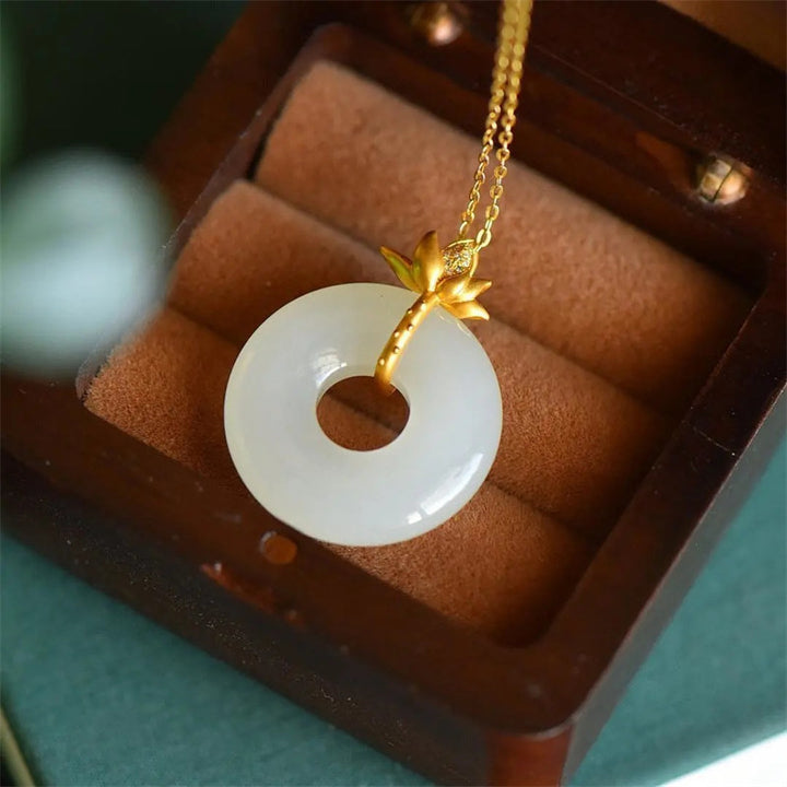 White Jade Lotus Harmony Necklace Pendant - image 4