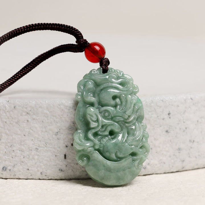 Buddha Stones Natural Jade 12 Chinese Zodiac Prosperity Necklace Pendant - image 2