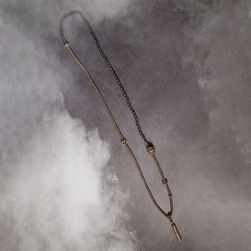 Buddha Stones Vintage Lava Rock Brass Copper Healing Multilayered Bracelet - image 7