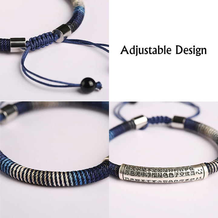 Buddha Stones 999 Sterling Silver Heart Sutra Calm Handmade Braided Bracelet - image 6