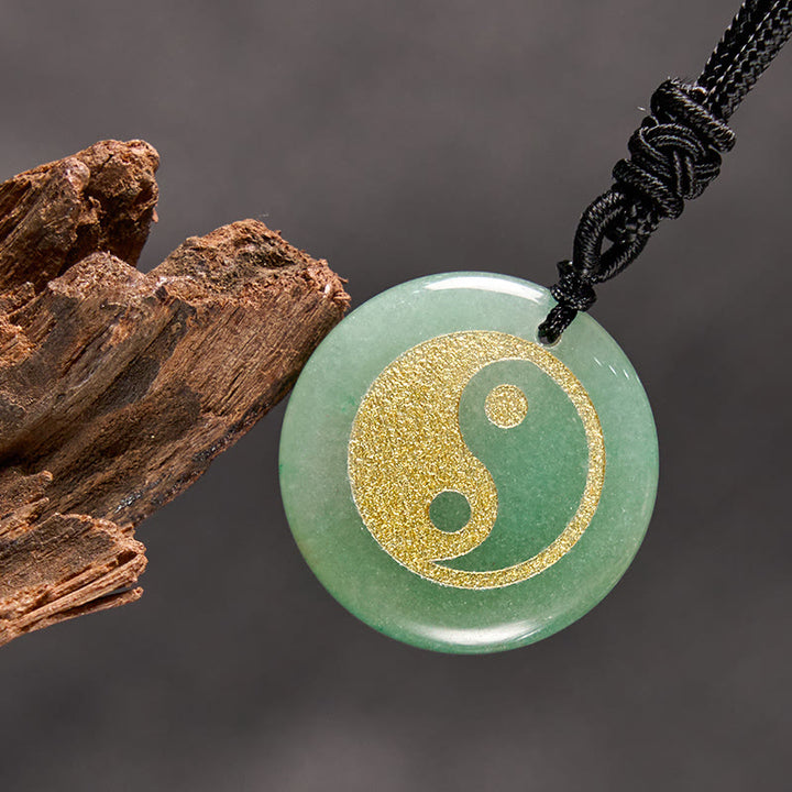 Buddha Stones Various Crystal Amethyst Tiger Eye Green Aventurine Yin Yang Spiritual Necklace Pendant