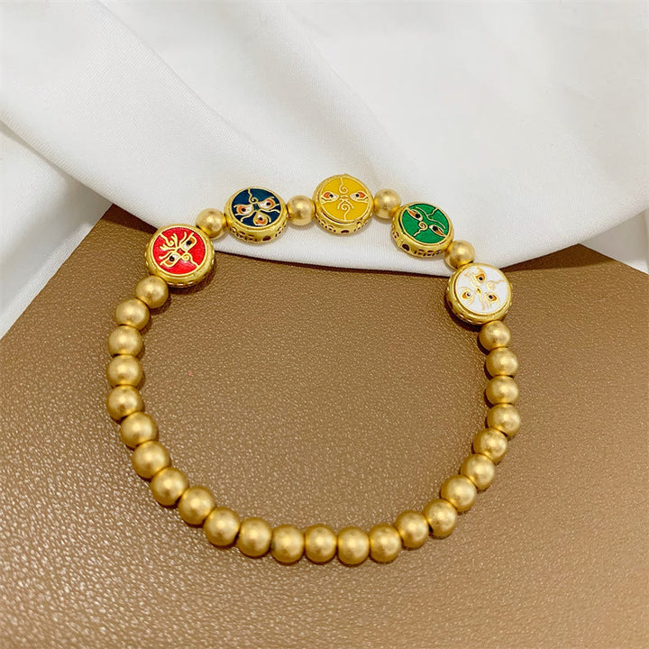 Buddha Stones Tibetan Five God Of Wealth Copper Beads Luck Bracelet