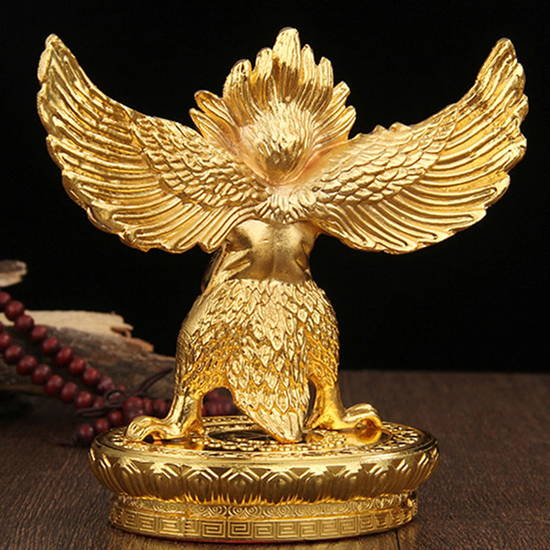 Tibetan Gold Garuda Bird Alloy Protection Home Decoration - image 7