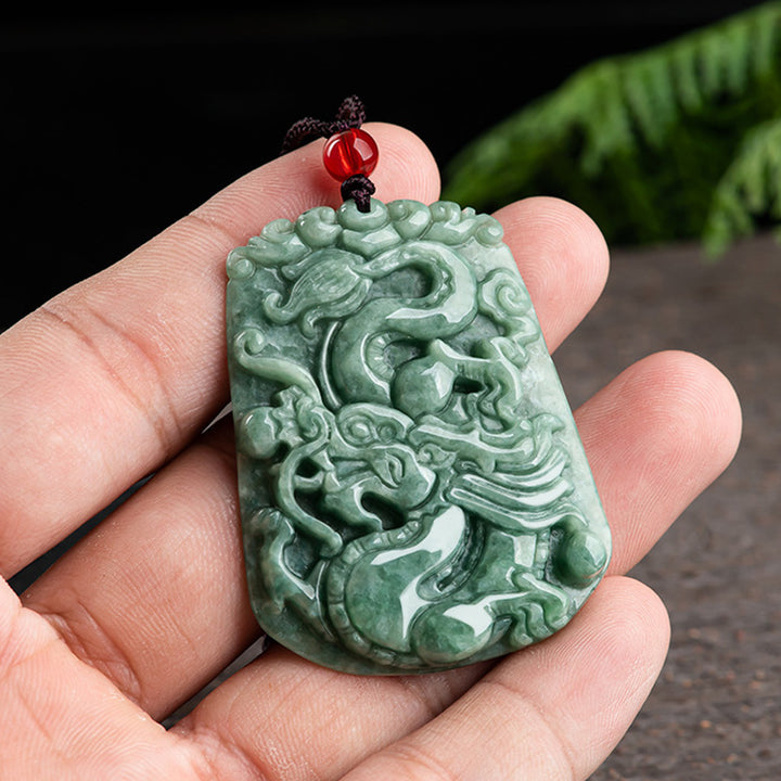 Buddha Stones Chinese Zodiac Dragon Jade Strength Necklace String Pendant - image 4