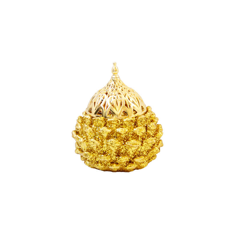 Gold Pine Cone Pattern Spiritual Rituals Mini Incense Burner Home Tabletop Decor - image 20