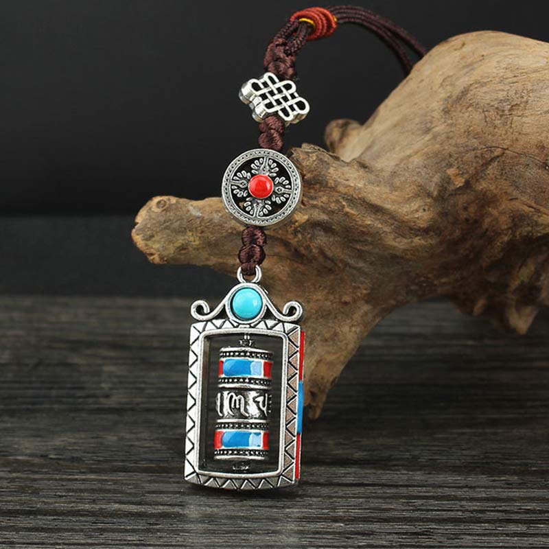 Six True Words Prayer Wheel Rotation Knot Blessing Keychain Decoration - image 1