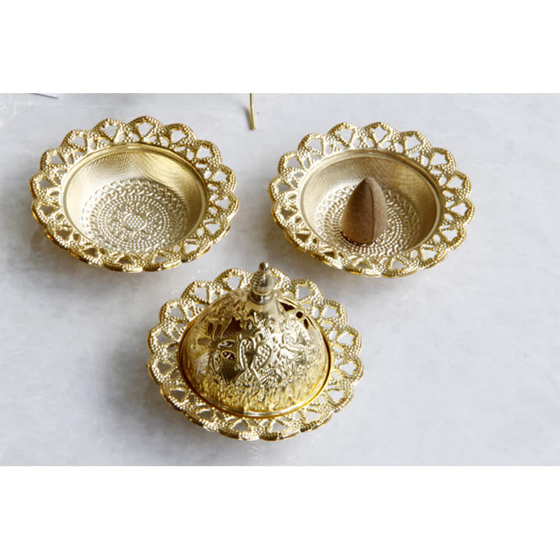 Tibetan Gold Mini Meditation Incense Burner - image 12