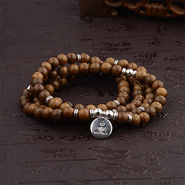 Buddha Stones Tibetan Wood Bracelet Lotus Buddha Mala - 2 - image 1