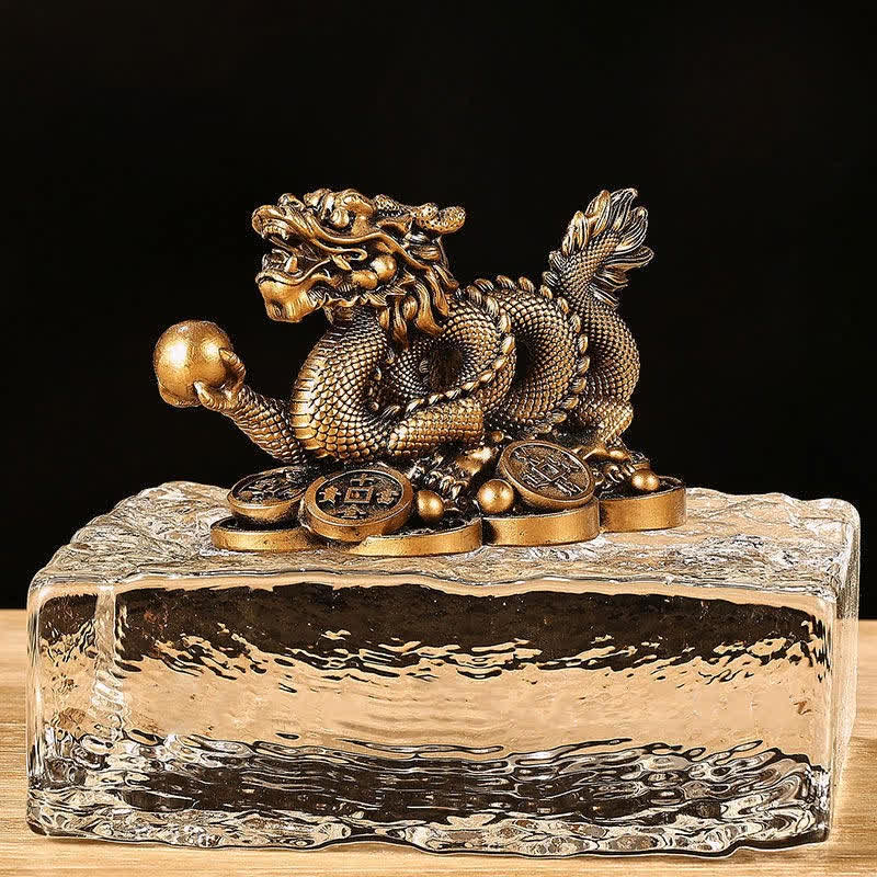 Buddha Stones Feng Shui Dragon Copper Coin Wealth Success Luck Decoration - Brown - 11cm*6cm*7cm - image 9