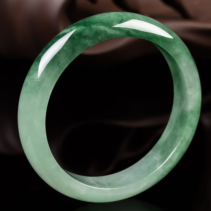 Buddha Stones Natural Jade Fortune Blessing Bangle Bracelet - image 2