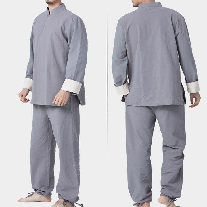Spiritual Zen Meditation Yoga Prayer Practice Cotton Linen Clothing Men's Set - image 15