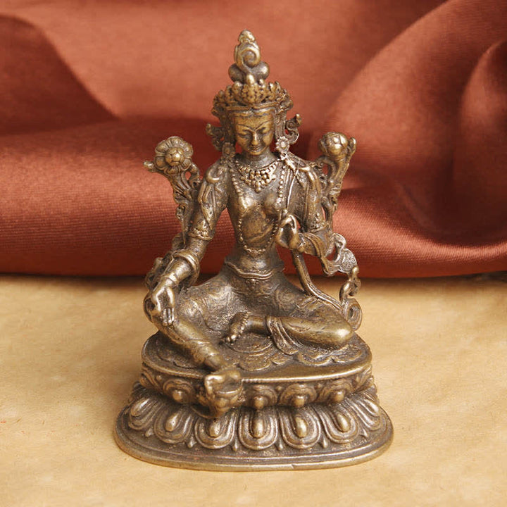 Bodhisattva Green Tara Calm Hope Copper Statue Decoration - image 3