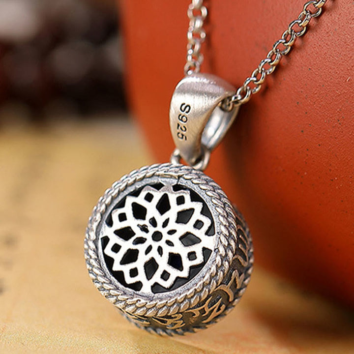 Buddha Stones 925 Sterling Silver Om Mani Padme Hum Lazurite Lapis Lazuli Love Peace Necklace Pendant - image 4