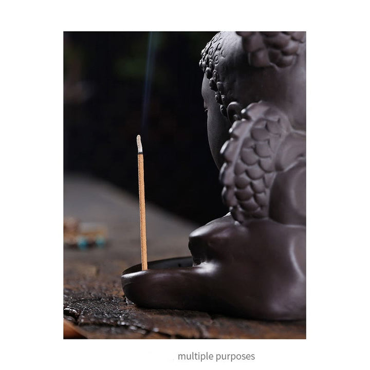Buddha Stones Dragon Buddha Auspicious Clouds Purple Clay Healing Incense Burner Decoration - image 12
