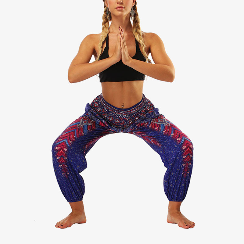 Buddha Stones Hippie Pants Baggy Boho High Waist Lounge Trousers with Pockets Women's Yoga Pants