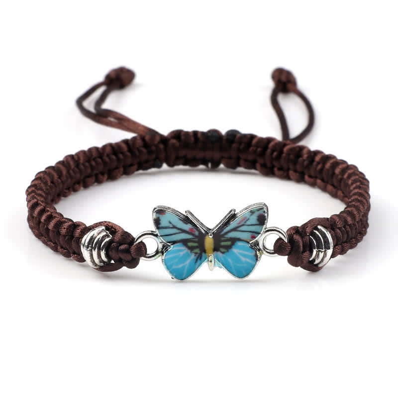 Buddha Stones Butterfly Freedom Love String Charm Bracelet - Brown-Blue Butterfly - image 25