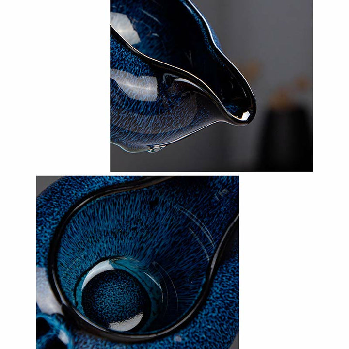 Blue Gradient Color Chinese Gongfu Tea Ceramic Teapot Portable Gift Bag Box Set - image 18